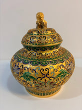 Load image into Gallery viewer, Cloisonne Lidded Ginger Jar with Lion Finial
