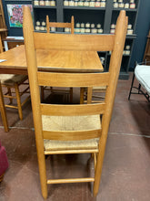 Load image into Gallery viewer, Square Wood Dining/Game Table with 4 Rush Seat Ladder Back Chairs
