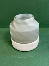 Load image into Gallery viewer, Frosted Glass Vase/Votive Candleholder on Gray Stone  Base
