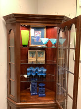 Load image into Gallery viewer, Glass Front Cherry Corner Cabinet with Lights
