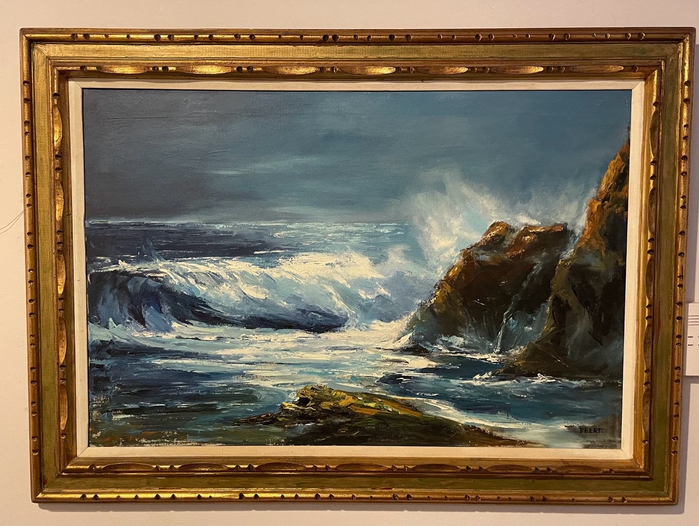Framed Original Oil Painting, Ocean Waves by Rose Ebert, signed