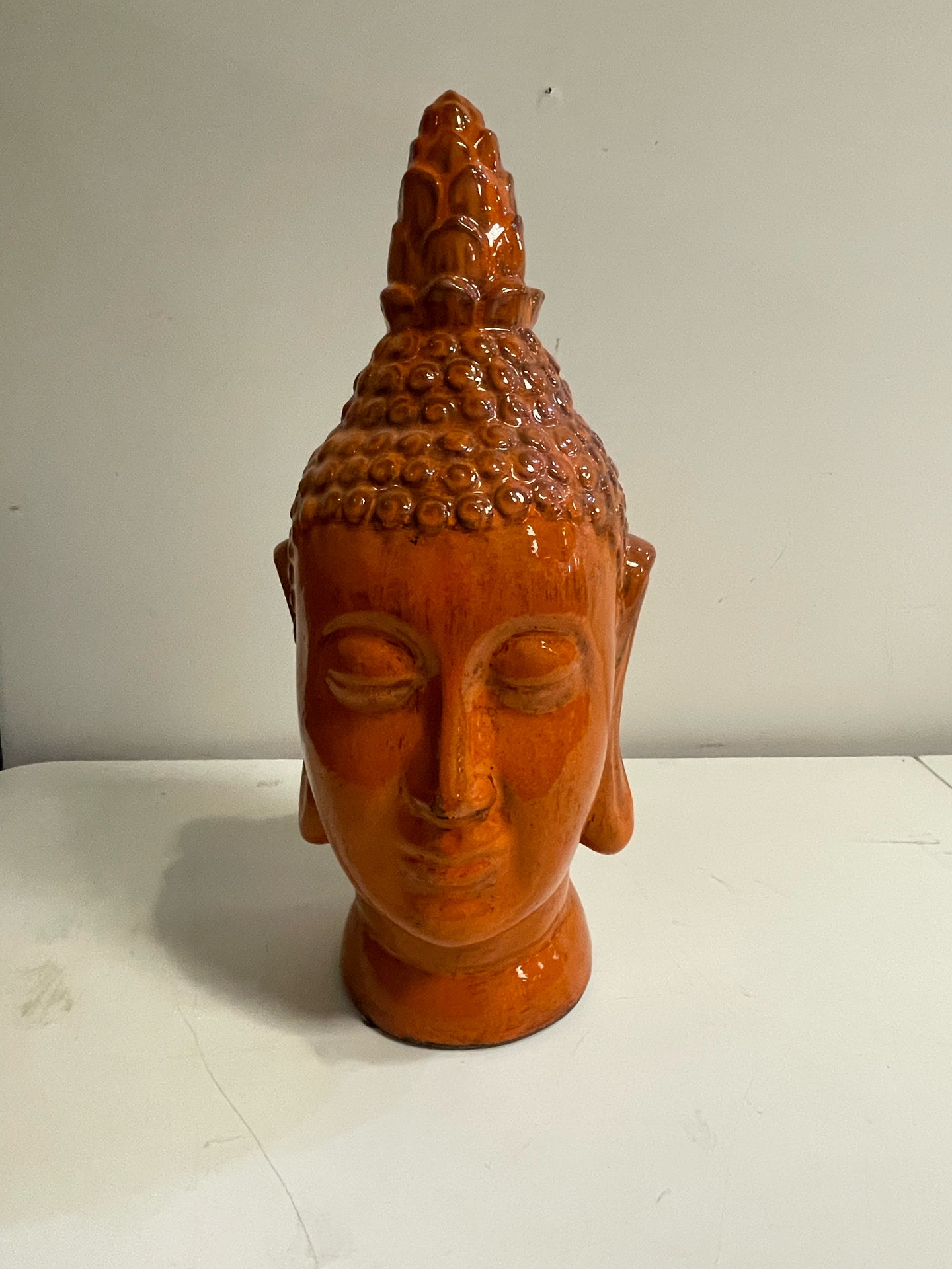 Orange Ceramic Buddha Head