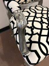 Load image into Gallery viewer, Black &amp; White Upholstered Occasional Chair with  Silver Painted  Frame
