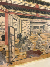 Load image into Gallery viewer, Antique Colored Asian Wood Block Print of Asian Men &amp; Women
