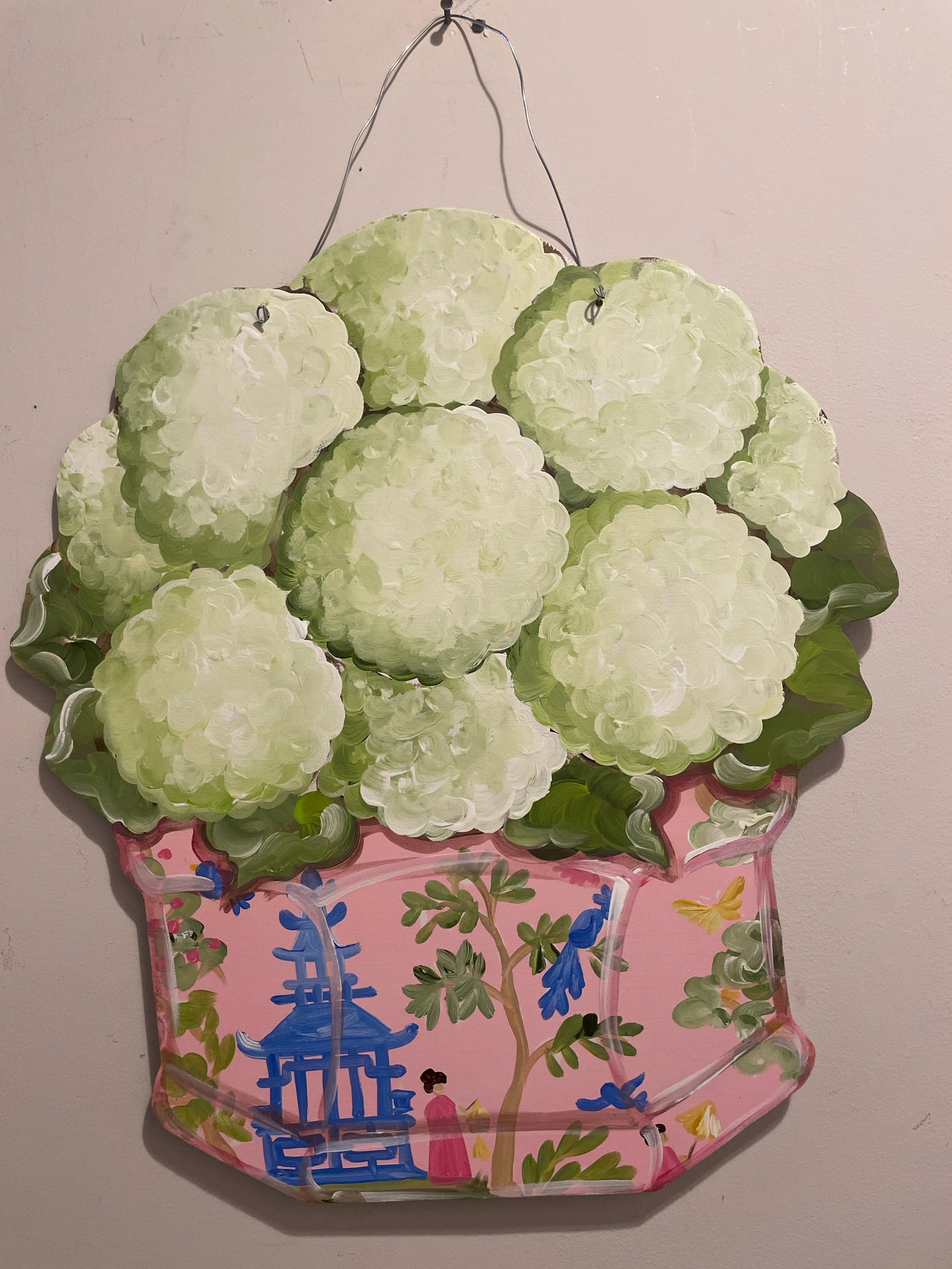 Chinoiserie Hand Painted Door Decor
