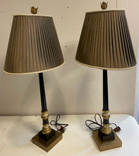 Load image into Gallery viewer, Pair of Black &amp; Gold Vintage  Buffet Lamps from Lampcrafters
