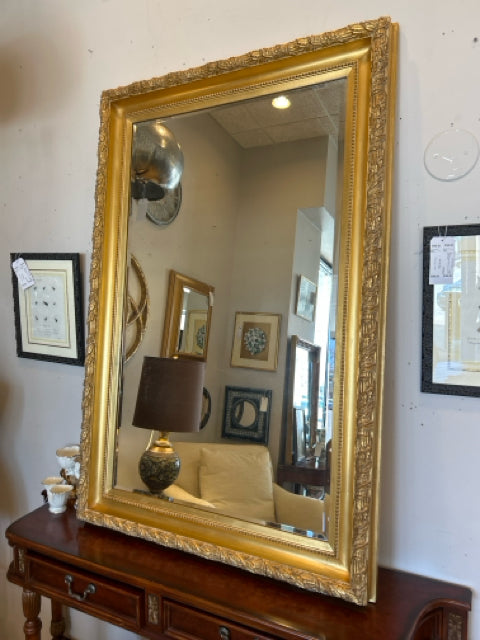 Beveled Gold Framed Mirror
