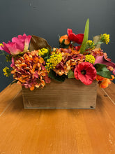 Load image into Gallery viewer, Colorful Artificial Flowers in Wood Box
