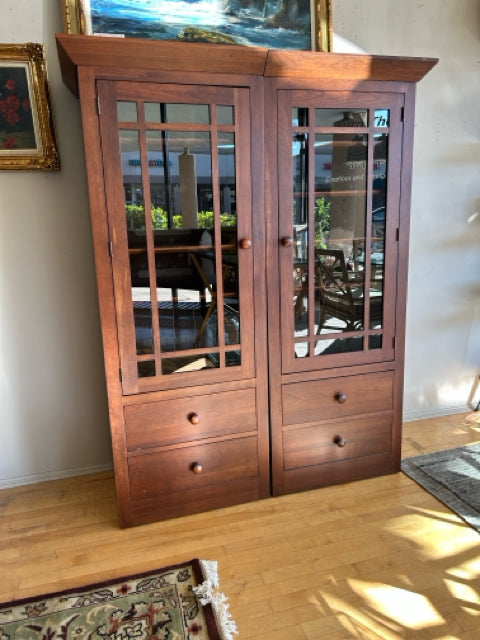 Two Piece Mission Style Glass Front Cabinet from Ethan Allen