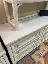 Load image into Gallery viewer, Six Drawer White Wicker Dresser with Laminate Top &amp;  Hutch from Henry Link

