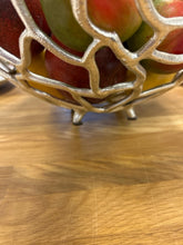 Load image into Gallery viewer, Silver Wire Bowl with Faux Fruit

