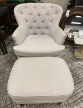 Load image into Gallery viewer, Upholstered Tufted Back Club Chair &amp; Ottoman with Nailhead Trim from Noble House
