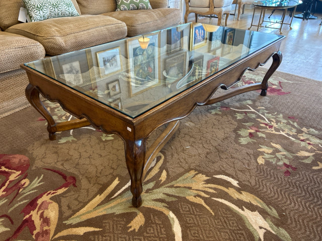 Glass Top Walnut Coffee Table