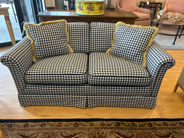 Custom Black & White Gingham Love Seat
