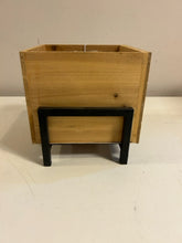 Load image into Gallery viewer, Square Wood Planter on Metal Base
