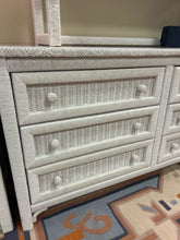 Load image into Gallery viewer, Six Drawer White Wicker Dresser with Laminate Top &amp;  Hutch from Henry Link
