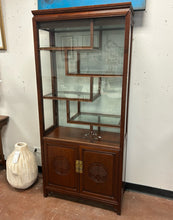 Load image into Gallery viewer, Vintage Asian Chinoiserie Style Rosewood Glass Front Display Cabinet
