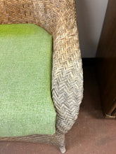 Load image into Gallery viewer, Wicker Chair with Green Fabric Cover
