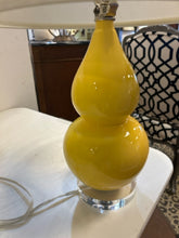 Load image into Gallery viewer, Pair of Yellow Gourd Lamps with Lucite Base
