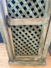 Load image into Gallery viewer, Distressed Green Lattice Front Cabinet
