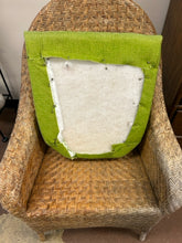 Load image into Gallery viewer, Wicker Chair with Green Fabric Cover
