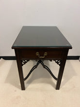 Load image into Gallery viewer, Vintage One Drawer Chippendale End Table with Glass Top from Ethan Allen
