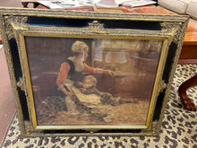 Load image into Gallery viewer, Mother and Child Reading in Black &amp; Gold Frame
