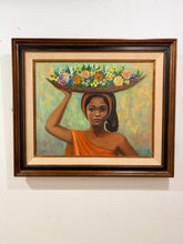 Load image into Gallery viewer, Original Acrylic Painting of Woman Carrying Flowers by Sonya, signed
