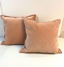 Load image into Gallery viewer, Pair of Peach Velvet Pillows from Pottery Barn
