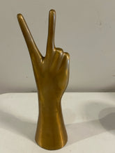 Load image into Gallery viewer, Gold Metal Hand with Peace Symbol
