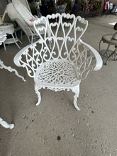 Load image into Gallery viewer, White Wrought Iron Table with Three  Chairs
