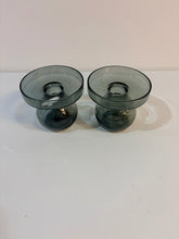 Load image into Gallery viewer, Pair of Smoke Glass Candleholders
