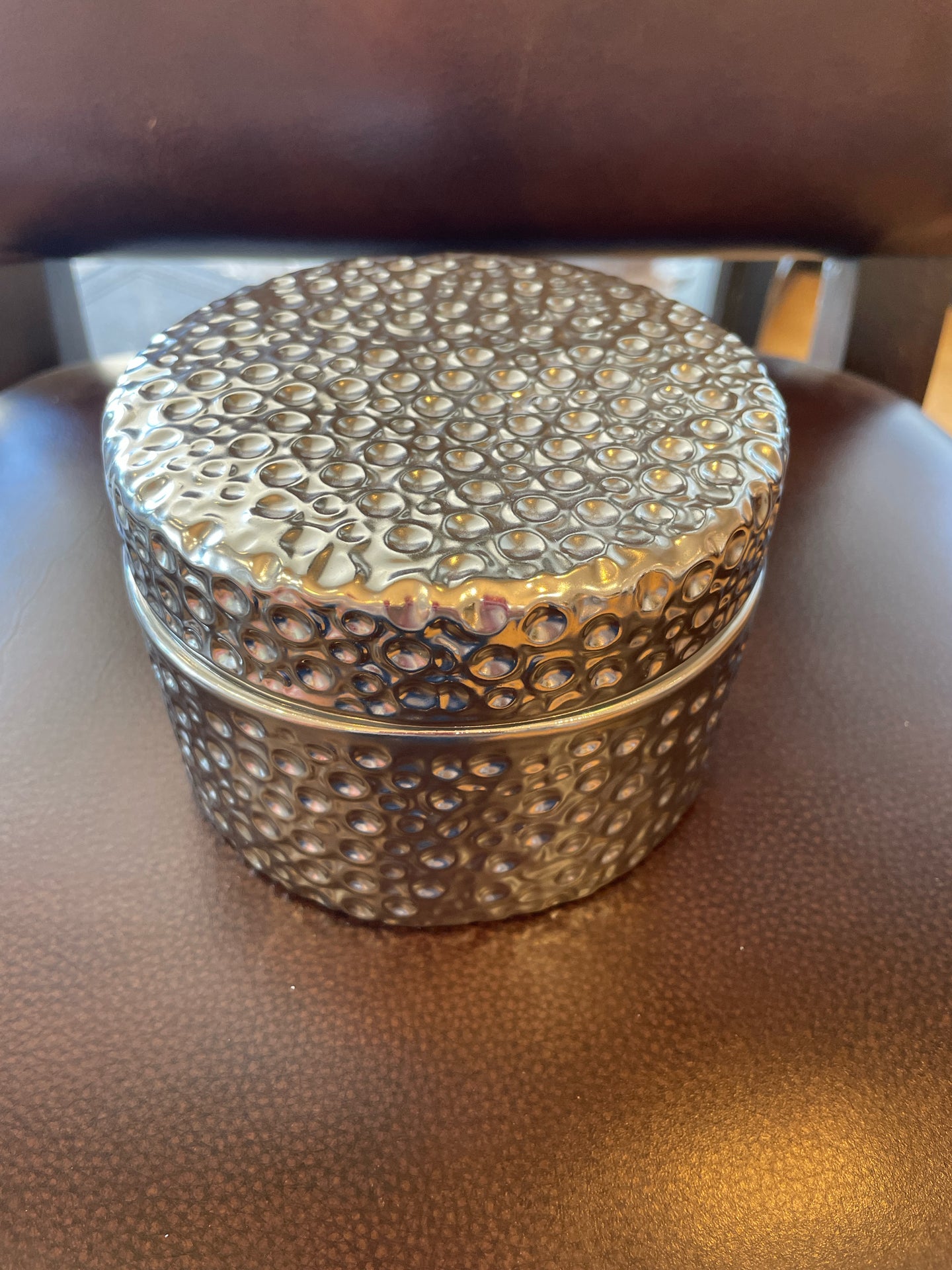 Short Silver Moonscape Textured  Canister