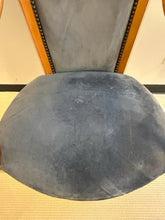 Load image into Gallery viewer, Pair of Vintage Biedermeier Style Maple Arm Chairs with Blue Upholstery
