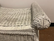 Load image into Gallery viewer, White Wicker Bench
