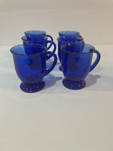 Load image into Gallery viewer, Six Cobalt Blue Glass Mugs
