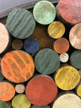 Load image into Gallery viewer, Round Mirror with Colorful Wood Circles
