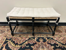 Load image into Gallery viewer, Dorchester Black Beechwood Bench with Hand Woven  Rush Seat &amp; Cushion from Ballard Design
