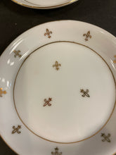 Load image into Gallery viewer, Six Vintage Fluer De Lis Hand Painted Coasters  in Metal Basket
