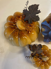 Load image into Gallery viewer, Set of 3 Mustard Colored Ceramic Pumpkins
