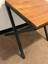 Load image into Gallery viewer, Plank Top End Table with Black Iron Base
