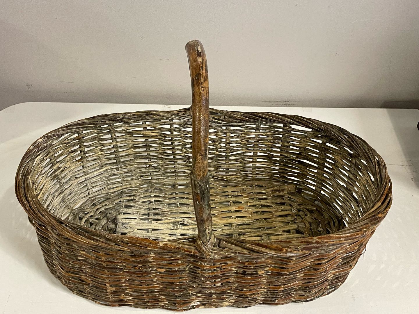 Oval Basket with Wood Handle
