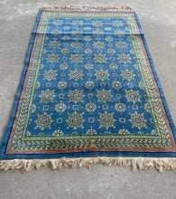 Load image into Gallery viewer, Blue, Yellow &amp; Green Wool Area Rug
