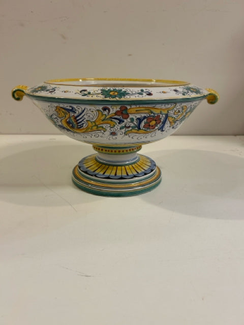 Hand Painted Footed Bowl from Deruta Ceramics, made in Italy