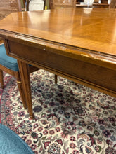 Load image into Gallery viewer, Octagonal Dining Table with 6 Herringbone Upholstered Cane Back Side Chairs, Two  Leaves &amp; Pads
