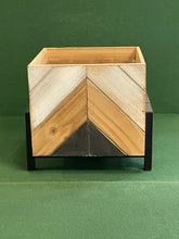 Load image into Gallery viewer, Square Wood Planter on Metal Base
