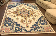 Load image into Gallery viewer, Pink, Blue &amp; Cream Area Rug from Pottery Barn
