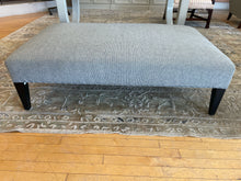 Load image into Gallery viewer, Denim Blue &amp; White Stripped Rectangular Ottoman
