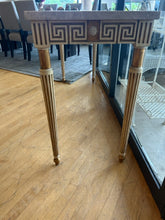 Load image into Gallery viewer, One Drawer Marble Top Console Table with Greek Key Detailing from Henredon Furniture
