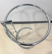 Load image into Gallery viewer, Adjustable Contemporary Silver and Glass Top End Table
